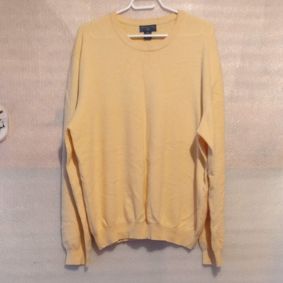 Sweetcorn Yellow Sweater, Pure Cashmere, 100% CASHMERE Ribbed Knit Sweater XXL - Picture 2 of 9